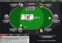 Table de jeux de poker sur Poker Stars
